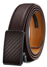 Men Belt-Ratchet Leather Adjustable 30"-36"Waist Adjustable Deep Brown4695