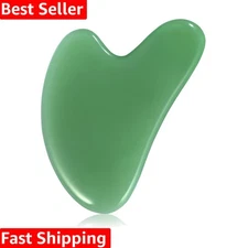 Gua Sha Jade Facial Massage Tool for Puffiness Reduction & Jawline Sculpting