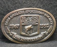 XC25149 VINTAGE 1992  BASS ANGLERS SPORTSMAN SOCIETY  25TH ANNIV. BELT BUCKLE