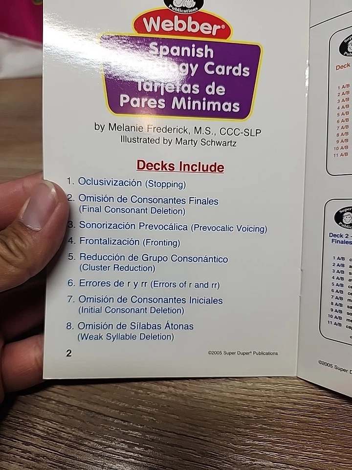 Speech Pronunciation Super Duper Webber Phonology Cards Spanish Espanol 8 Decks - Image 4 of 4