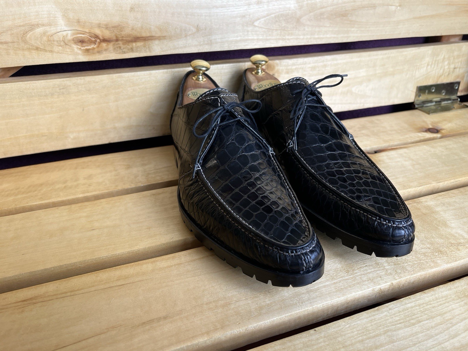 SAOLA Scarpe Zilli nere da uomo in pelle di coccodrillo premium taglia UK 11 US 12 EU 45