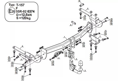Detachable Swan Neck Tow Bar For TOYOTA Highlander IV GSU7,AXUH7 2019- T-157