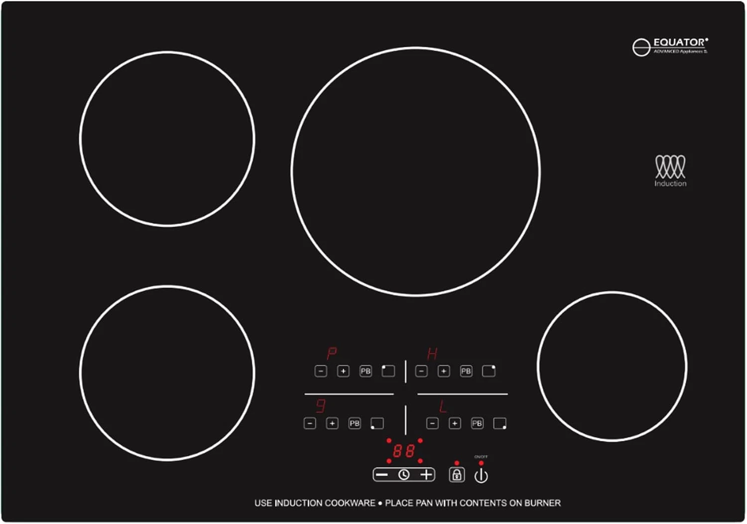 Equator 30" Induction Cooktop with 4 Burners & Power Boost - 220V