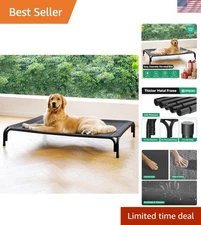 Durable Outdoor Raised Dog Cot - Breathable Mesh, Non-Slip Feet, Black, 43.3in