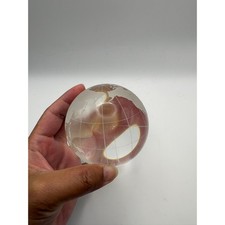 Clear Etched Glass Globe Paperweight Frosted World Map Sphere Desk Decor 3"