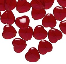 Bead, 10mm HEART, Czech Pressed Glass Transparent Ruby Red 1 Strand 45 