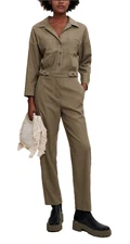 Maje Jumpsuit Women's Sz 40 US 8 Gorpcore Wool Blend Pockets Olive NEW $585