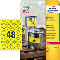 Avery Zweckform Wetterfeste Folienetiketten L6128-20 Gelb 30,0 X 30,0 Mm, 20 Bla