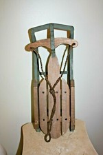 20" L x 6" H x 6" D Metal and wood sled for Decoration Pull Rope Rustic