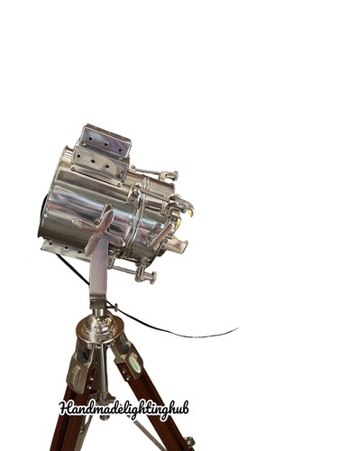 Industrial Steel Wooden Tripod Floor Lamp Vintage Inspired Modern Retro Theatre - Picture 4 of 9