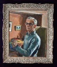 Georges Pacouil Self Portrait Oil Painting 1960 French Post-Impressionist Art