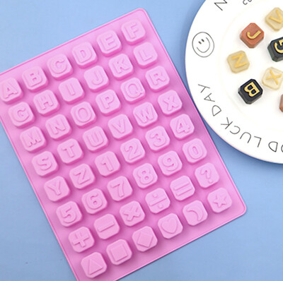 48 Alphabet Buchstaben Zahlen Silikonform Schokolade Fondant Gelee Eiswürfelform