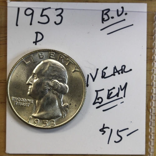 1953-D Washington Quarter Near Gem BU