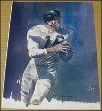 1976 Frank Gifford Full Page Merv Corning Art Print New York Giants Football VTG