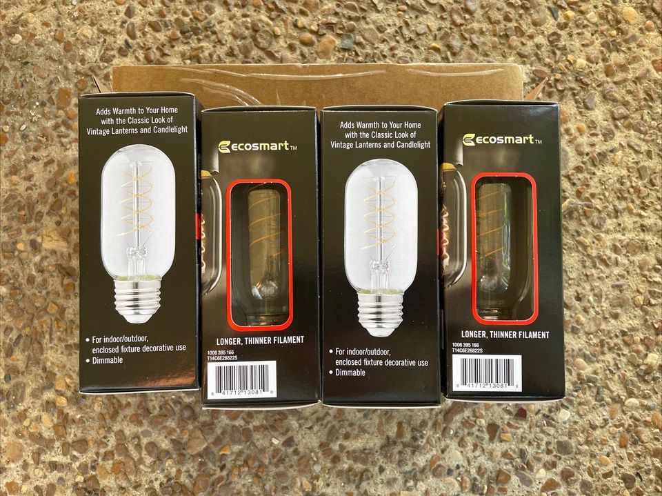 4PK-Ecosmart 40W T14 2200k Thinner Filament Clear Glass LED Bulb Warm white - Image 3 of 4