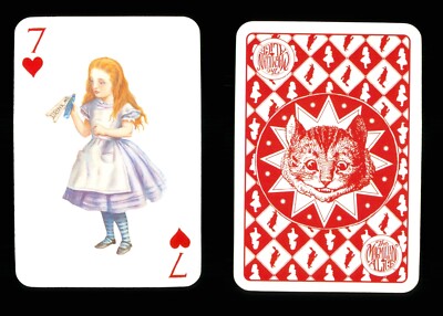 1 x playing card Alice in Wonderland   Alice & Drink Me bottle - 7 of Hearts S22