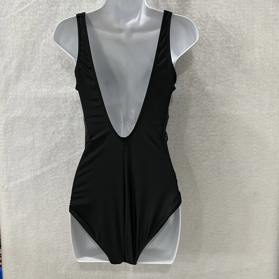 Kensie Traje de Baño Para Mujer M Negro Azul Floral Una Pieza Espalda Abierta Sujetador Acolchado NUEVO Foto 2 de 4