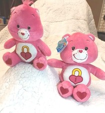 Vintage Care Bears Lot Of 2 2002 Bedtime Secret Heart Locks 11"  8" One little