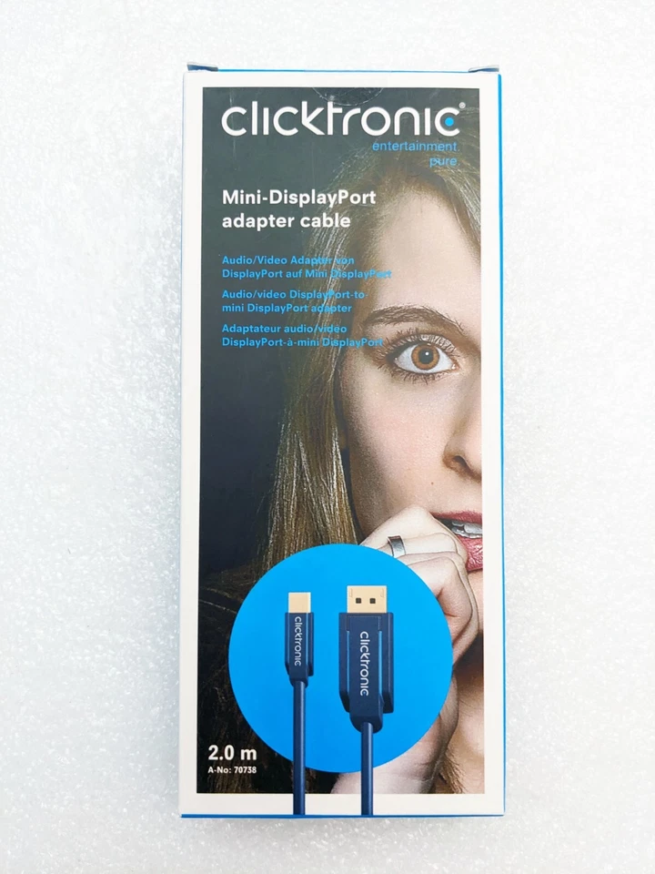 🔹 Clicktronic 70738 DisplayPort/Mini DP Kabel 2m, dunkelblau – NEU & OVP - Bild 4 von 4