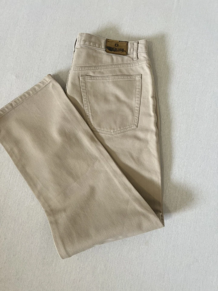 CHEROKEE Y2K VTG 90S 00S TROUSERS CHINOS BEIGE SAND RIBBED UK 14 - Image 3 of 4