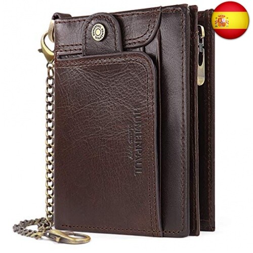HNOOM Cartera para Hombre Cartera de Cuero Genuino con Bloqueo