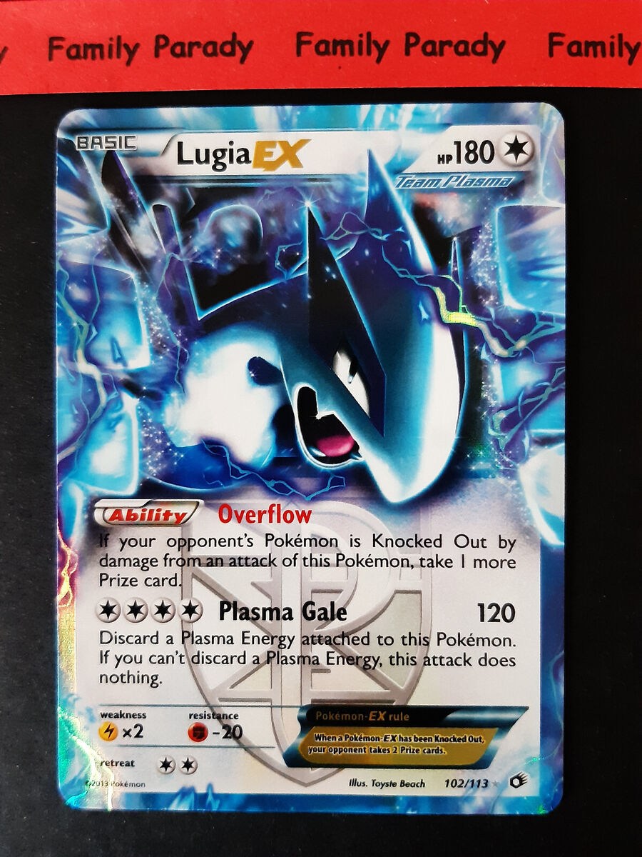 Cartão Pokemon Lugia Ex 180hp 102/113 ultra raro tesouros lendários inglês