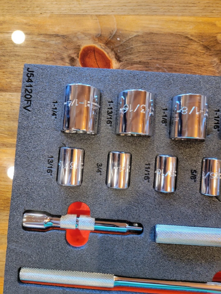 PROTO 1/2"Dr J54120KV Socket Set,Pear Head,17pieces 806K96. Missing 7/16" Socket - Image 4 of 4