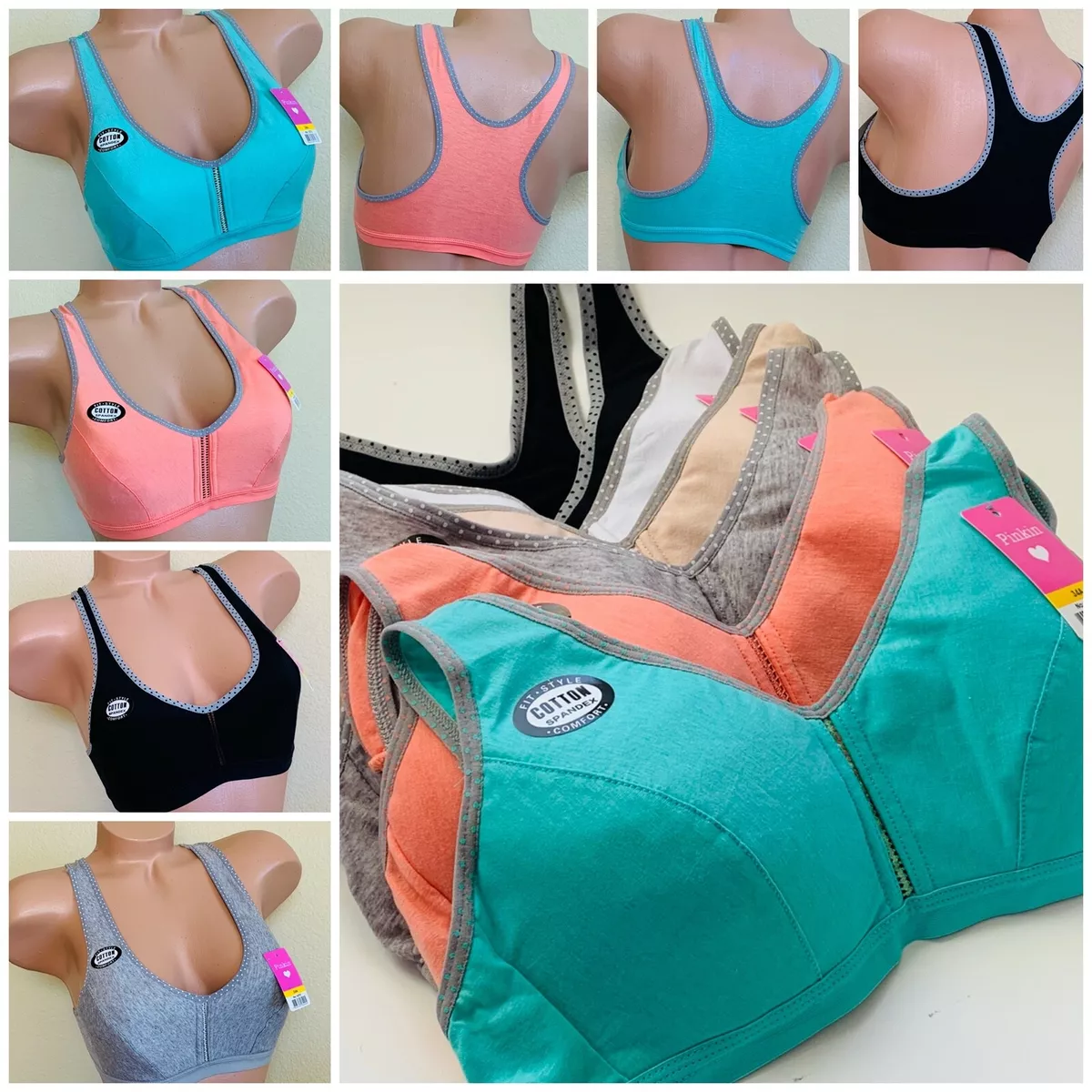 3- 6 Teenager's SPORTS Bras RACER BACK SOFT CUP Girl Junior COTTON BRA 30A- 36A