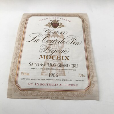 Chateau La Tour du Pin Figear 1986 Vintage Weinetikett Sammlerstück Top Zustand