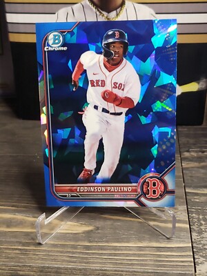 2022 Bowman Sapphire Refracto Chrome Eddison Paulino Boston Red Sox RC Rookie 