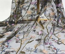 Multi-colors Embroidery Wild Flowers Lace, Embroidered Garden Party Lace Fabric