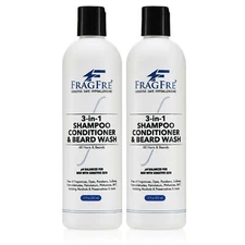 FRAGFRE 3 in 1 Shampoo Conditioner and Beard Wash for Men 12 oz (2-Pack Gift ...