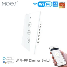 MOES Smart Light Dimmer Switch WiFi RF Wall Touch Glass Panel Alexa Google APP