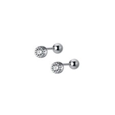 Sterling Silver Tiny Solitaire CZ Tragus Helix Screw Back Stud Earrings A4075