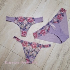 Victoria's Secret Angels embroideried Cheekini thong Vstring 5Z5A floral peony