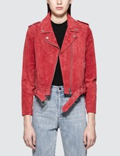 Obey X Debbie Harry St. Marks Suede Moto Jacket Red S