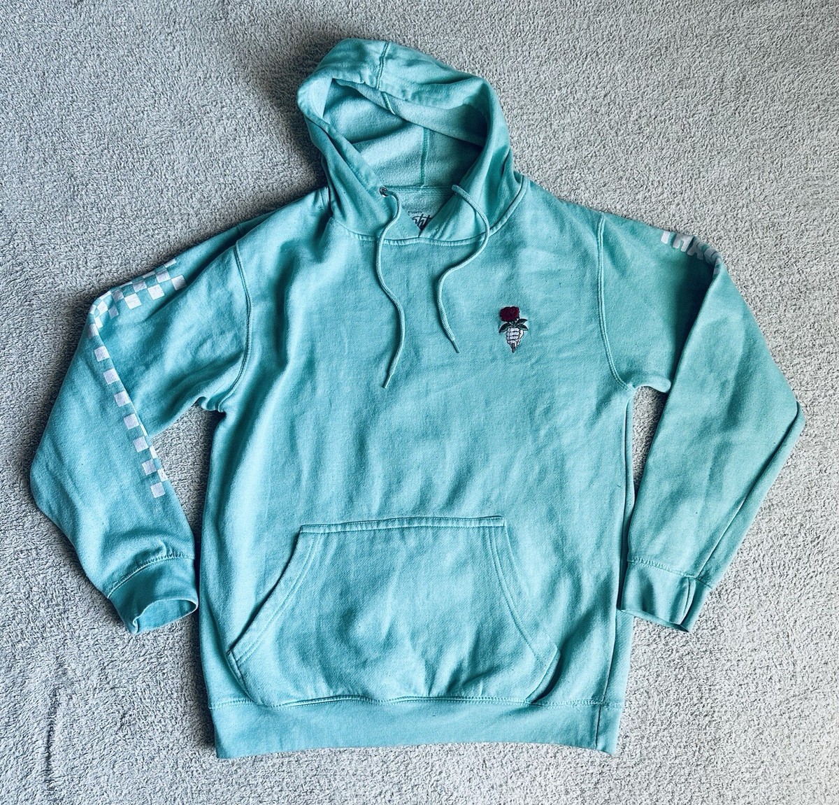 EIGHTY EIGHTY 88 THANKS FOR NOTHING Mint Green Hoodie Pullover Sweatshirt LG