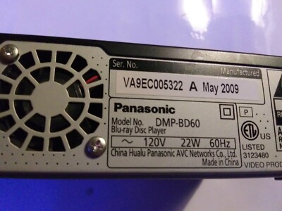 Panasonic コンパクトブルーレイプレーヤーDMP-BD60 本体 Panasonic DMP-BD60 Blu-Ray HDMI Player-No Remote Nice 37988983483