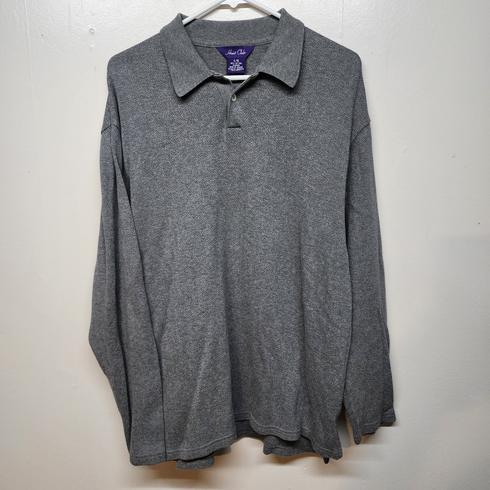 90s Hunt Club Polo Shirt Mens Large Cotton Short Sleeve Vintage Dark Grey