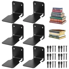 6 Pcs Invisible Floating Bookshelf Modern Black Floating Shelves for Books Me...