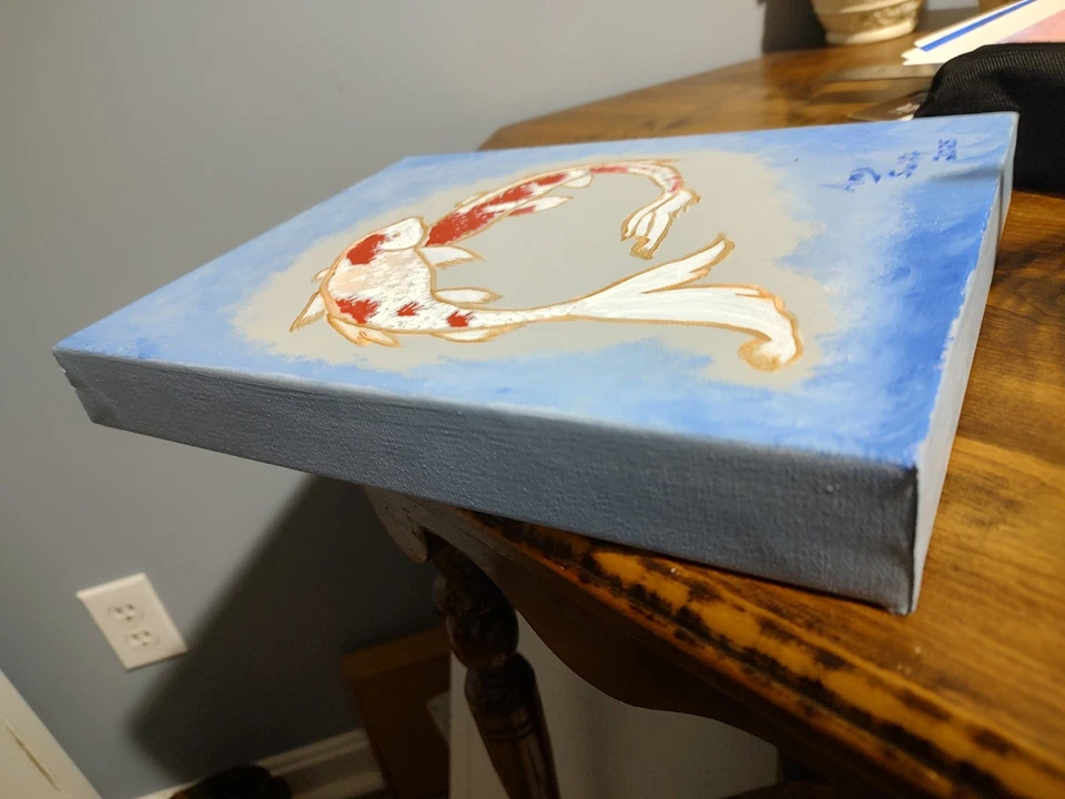 Koi Fish Painting 11 x 14 Fine Art On Canvas Original Amy Swift Asian Acrylic - Image 3 of 4