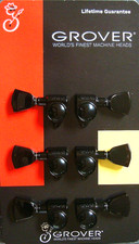 Grover 102BCK Rotomatic Tuners 3 3 Keystone Button Black Chrome Finish