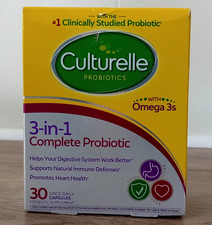 Culturelle 3-in-1 Complete Probiotic with Omega 3s - 30 Caps Exp. 03/26 NEW