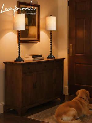 Lampworks Set Of 2 Buffet Table Lamps – 30" Tall, Sturdy Metal Base, Textured Linen Shade, UL Certified