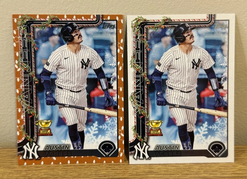 2025 Topps Holiday - Austin Wells #H56 Gold Holiday Lights + Holiday Base - NYY