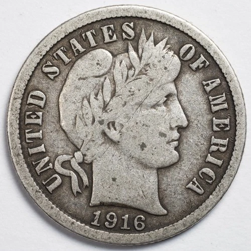 1916-P Barber Silver Dime Fine (F)