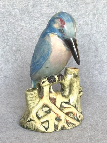 Weller Pottery Brighton kingfisher flower frog 5.75" EX! 1920's Zanesville, Ohio