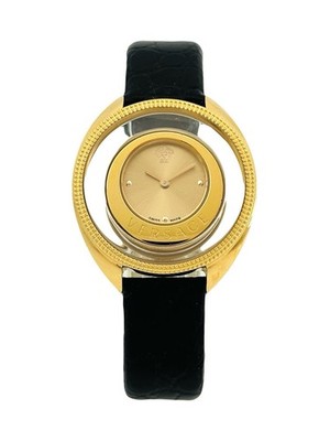 Versace VAR060016 Women's Destiny Spirit Small IPYG 2N Black Leather Strap Watch