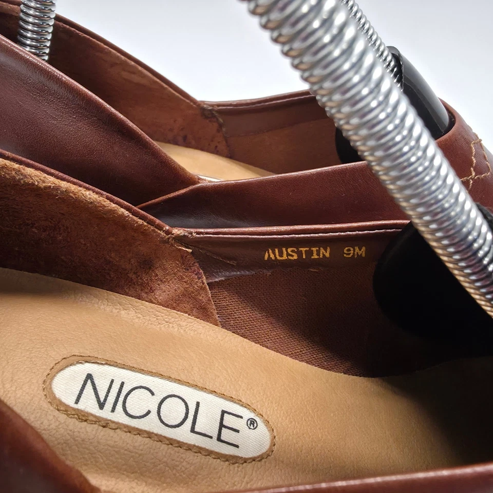 Nicole Austin Bootie Womens 9M Brown Black Leather Western Low Cut Cowgirl Ankle - Image 3 of 4