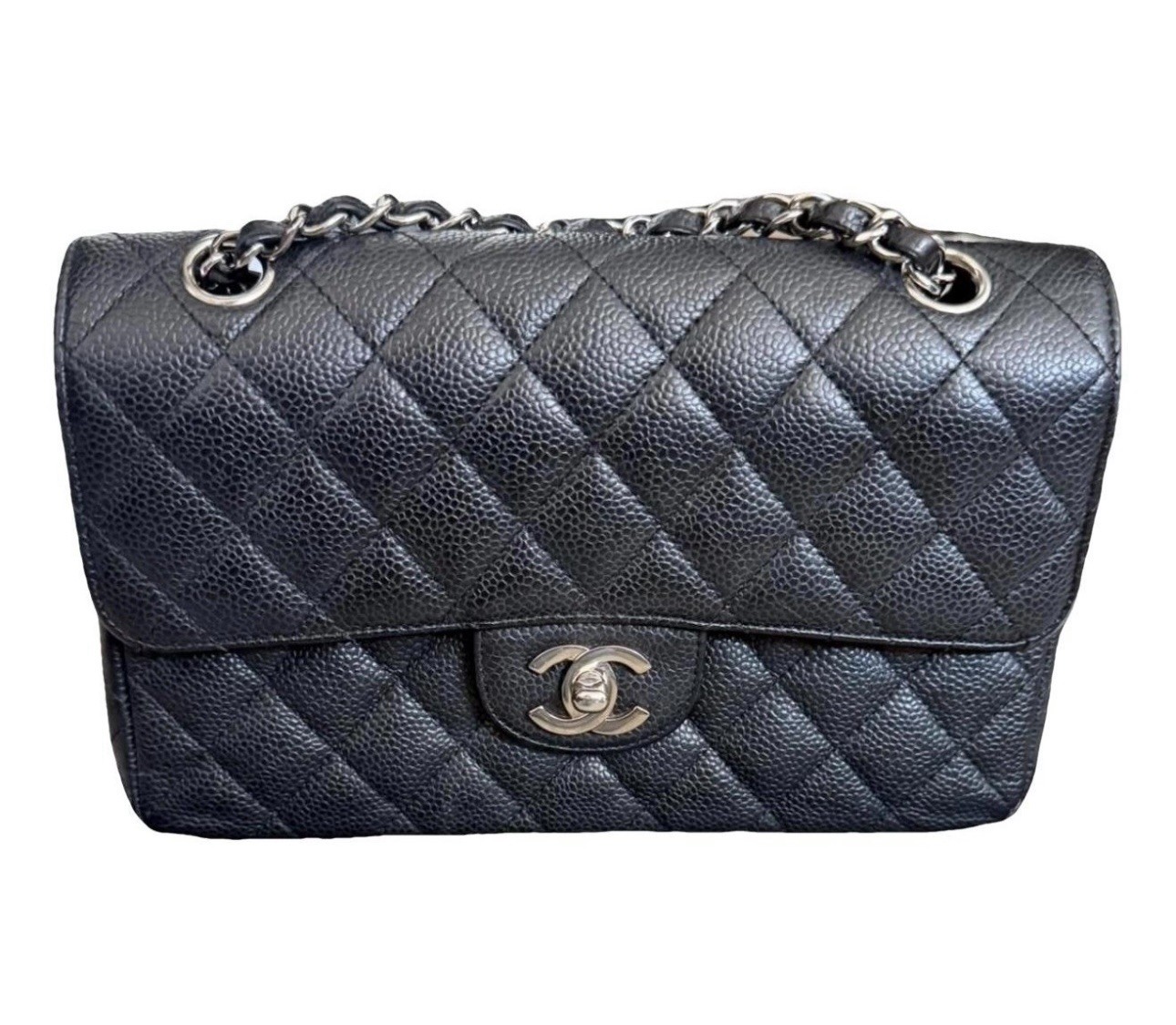 CHANEL Classic Double Flap Bag Small Caviar Silver Hardware
